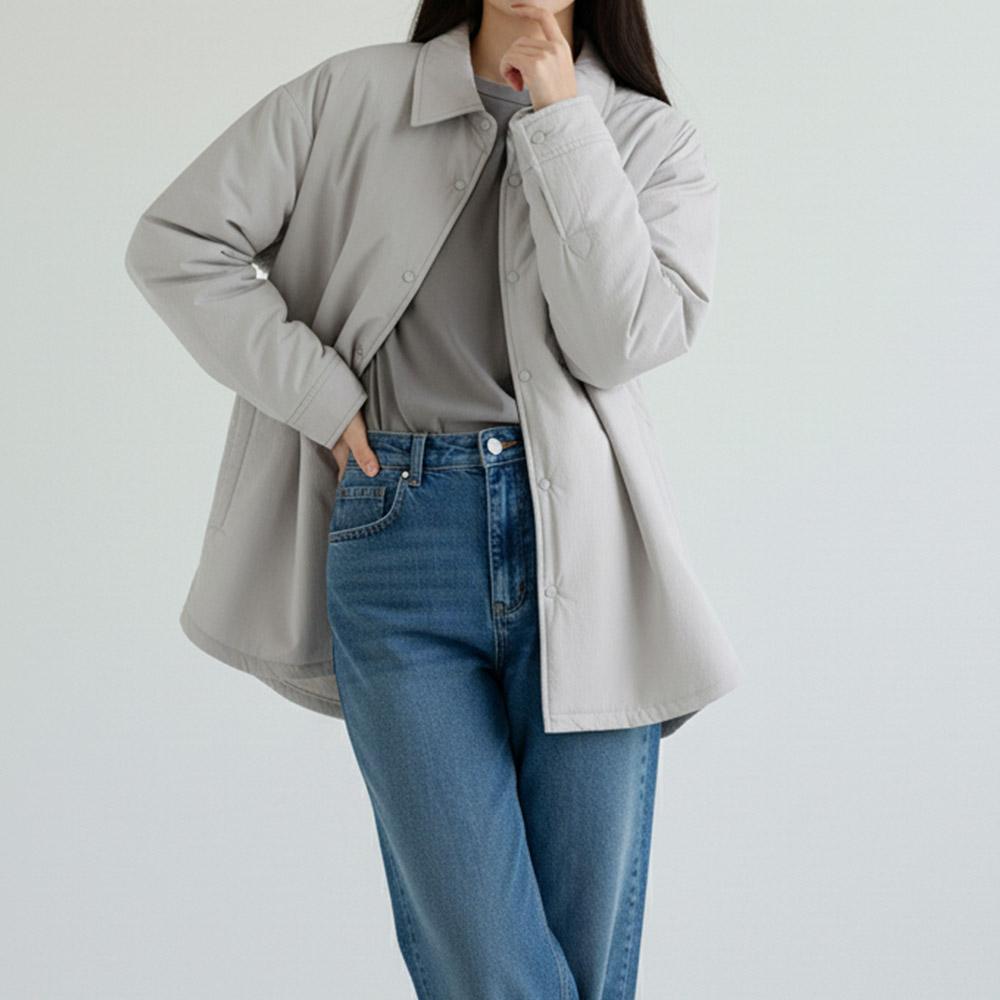 여성 셔츠형 경량 패딩 퀄팅 누빔 가벼운 웰론점퍼 이미지 6