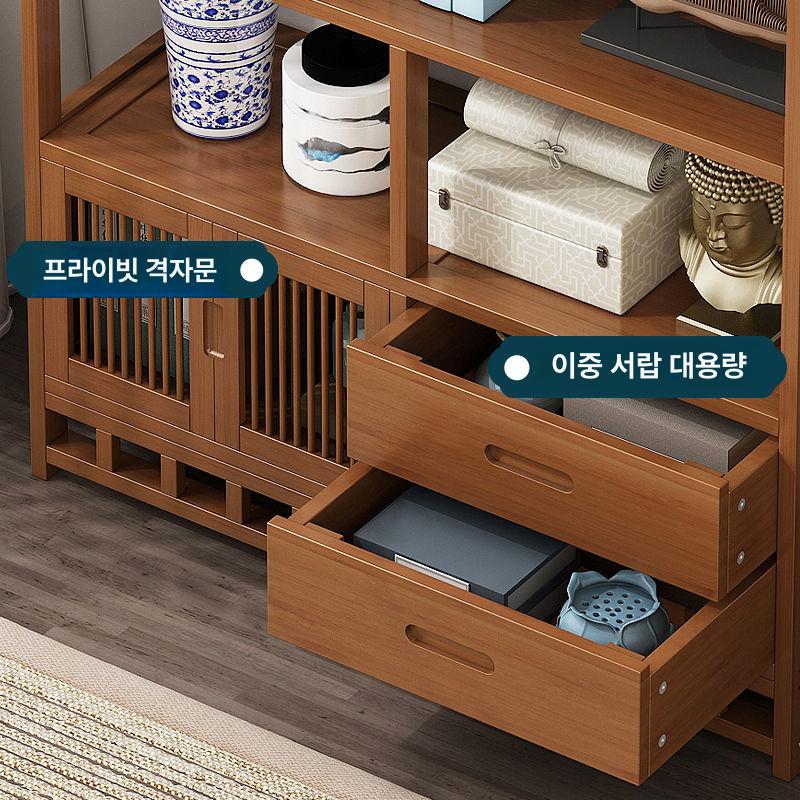 수석 진열장 도자기 서재 상패 수납 엔틱 책장 80cm 6단 클래식 - 상세 이미지 4