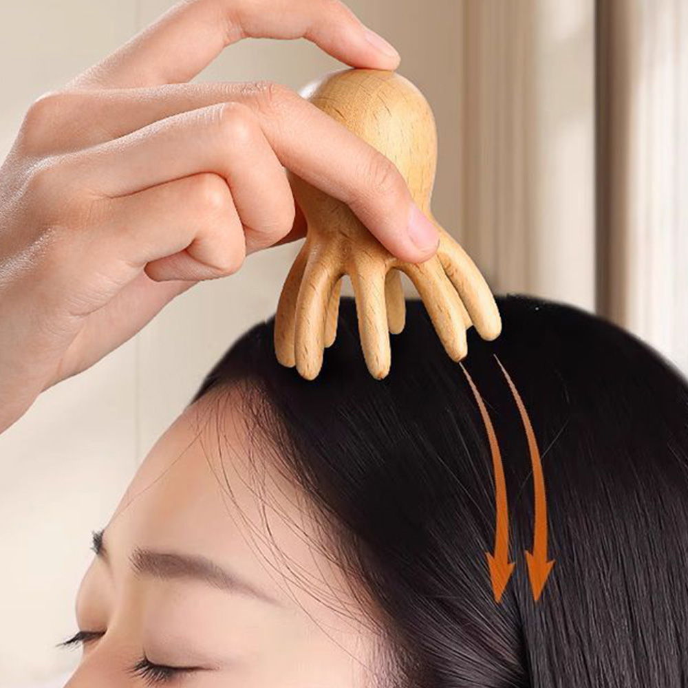 나무 문어괄사 두피 승모근 우드 림프절 림프 순환마사지 경락마사지기 손목 목 어깨 - 상세 이미지 4