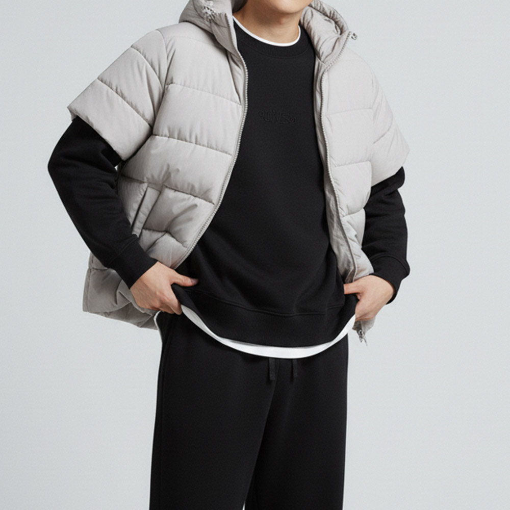 남자 반팔패딩 후드 경량패딩 숏 깔깔이 항공점퍼 이미지 6