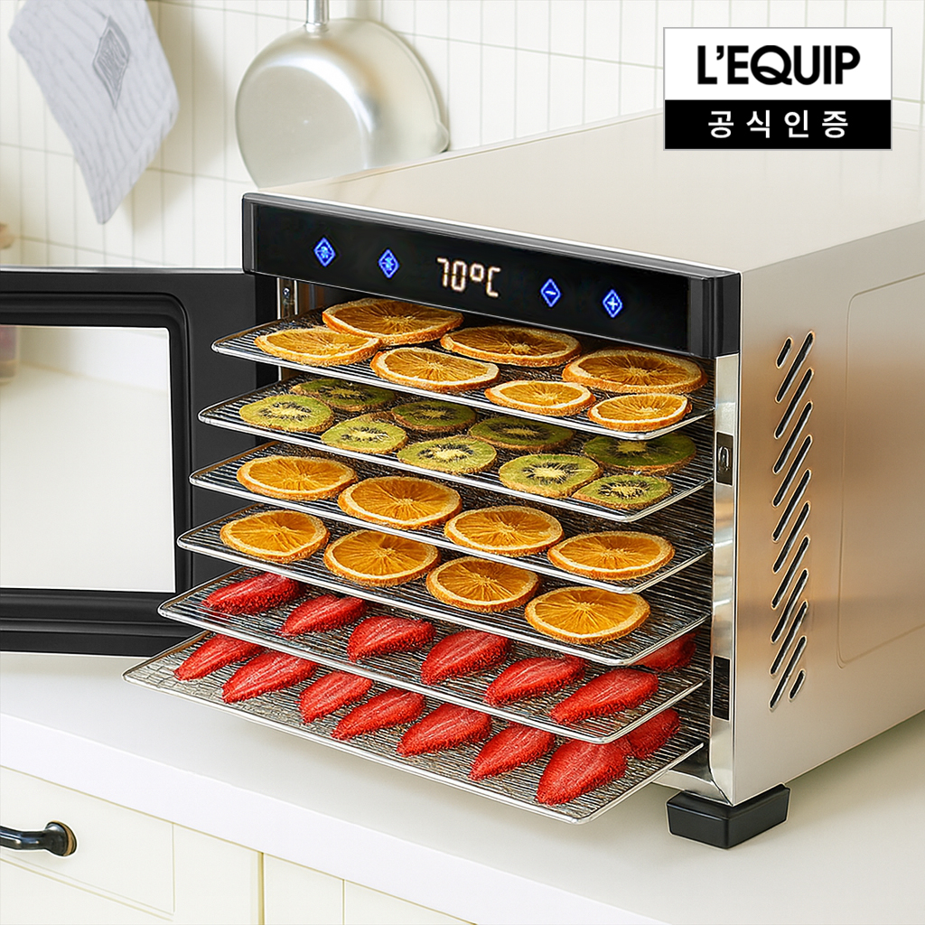리큅 스텐 6단 식품건조기 야채 과일 고추건조기 가정용 고추말리는기계 6.8kg, 블랙 (LOD-S600B)