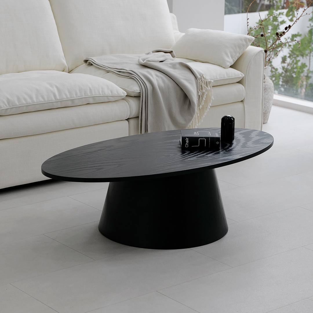 자야캠핑 반타 1719 애쉬원목 타원형 블랙 소파 거실테이블