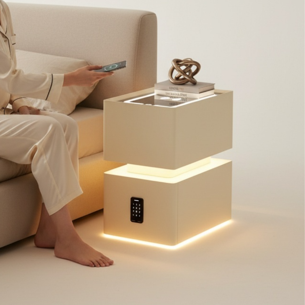 스마트 무선충전 LED 협탁 비뜰렛 침대협탁 침실 침대옆선반 무드등 2단 - 상품 이미지