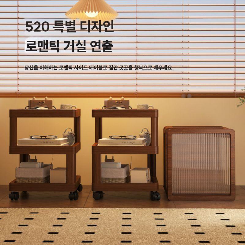 마노엔 침대 협탁 거실 쇼파 사이드테이블 선반 창홍 유리 모델 30CM - 상세 이미지 2