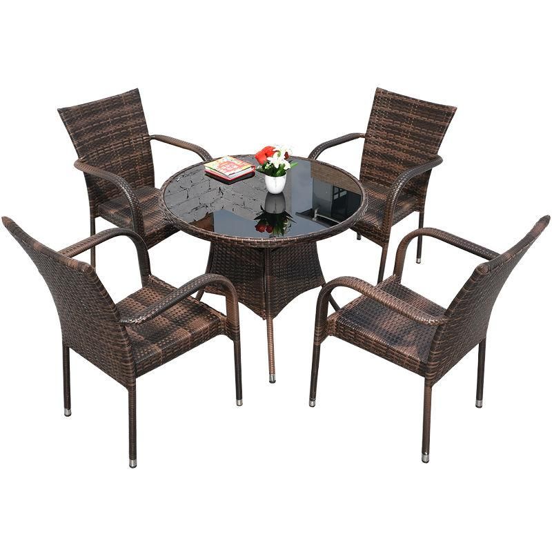 야외 6인용 라탄 라운지 세트 의자 테이블 탁자 카페 - 상품 이미지
