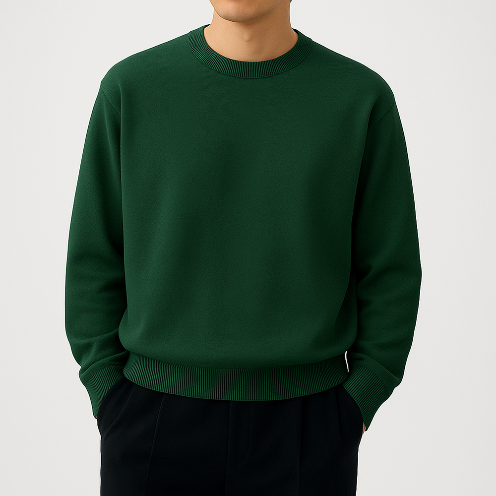 LAINE 남자니트 가을 오버핏 워셔블 LOGAN 니트 딥그린, M (95-100) - 메인 이미지