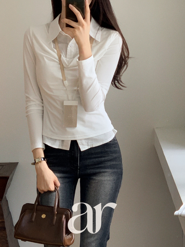 셔링 레이어드 티셔츠 ts4746 - 상세 이미지 4