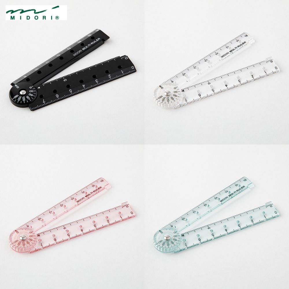 미도리 접이식 멀티자 16cm 각도측정 일본 사무용품 블랙 - 상품 이미지