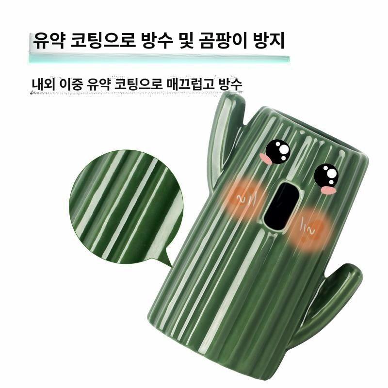 급수기 지지대 선인장 물통 햄스터 도자기 물통급식기 반려동물 워터컵 음수대 선인장 그린 - 상세 이미지 2
