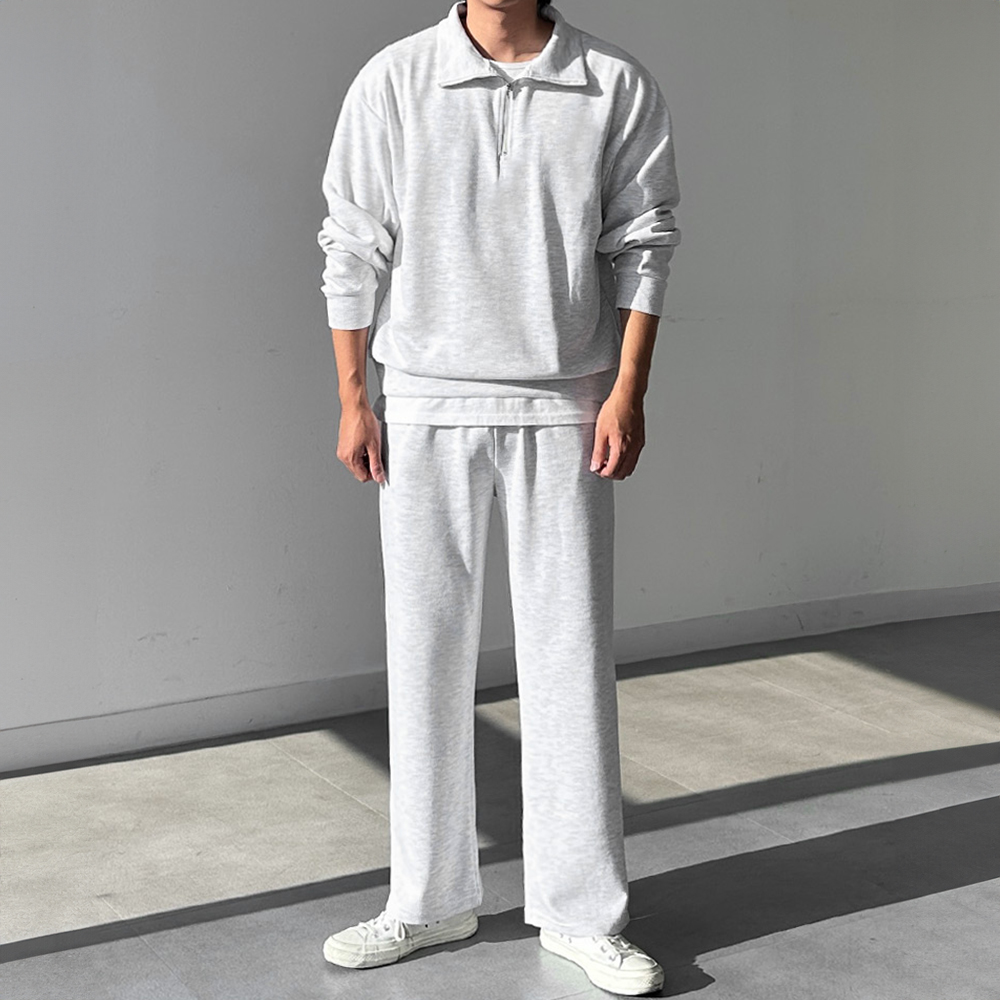 남자 무날 반집업 맨투맨 세미와이드 트레이닝 셋업 세트 - 상세 이미지 2