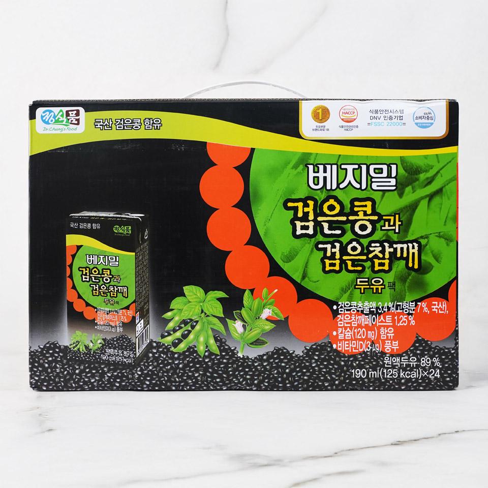 메가마트 정식품 베지밀 검은콩과 검은참깨 두유(팩) 190mlx24개 - 메인 이미지
