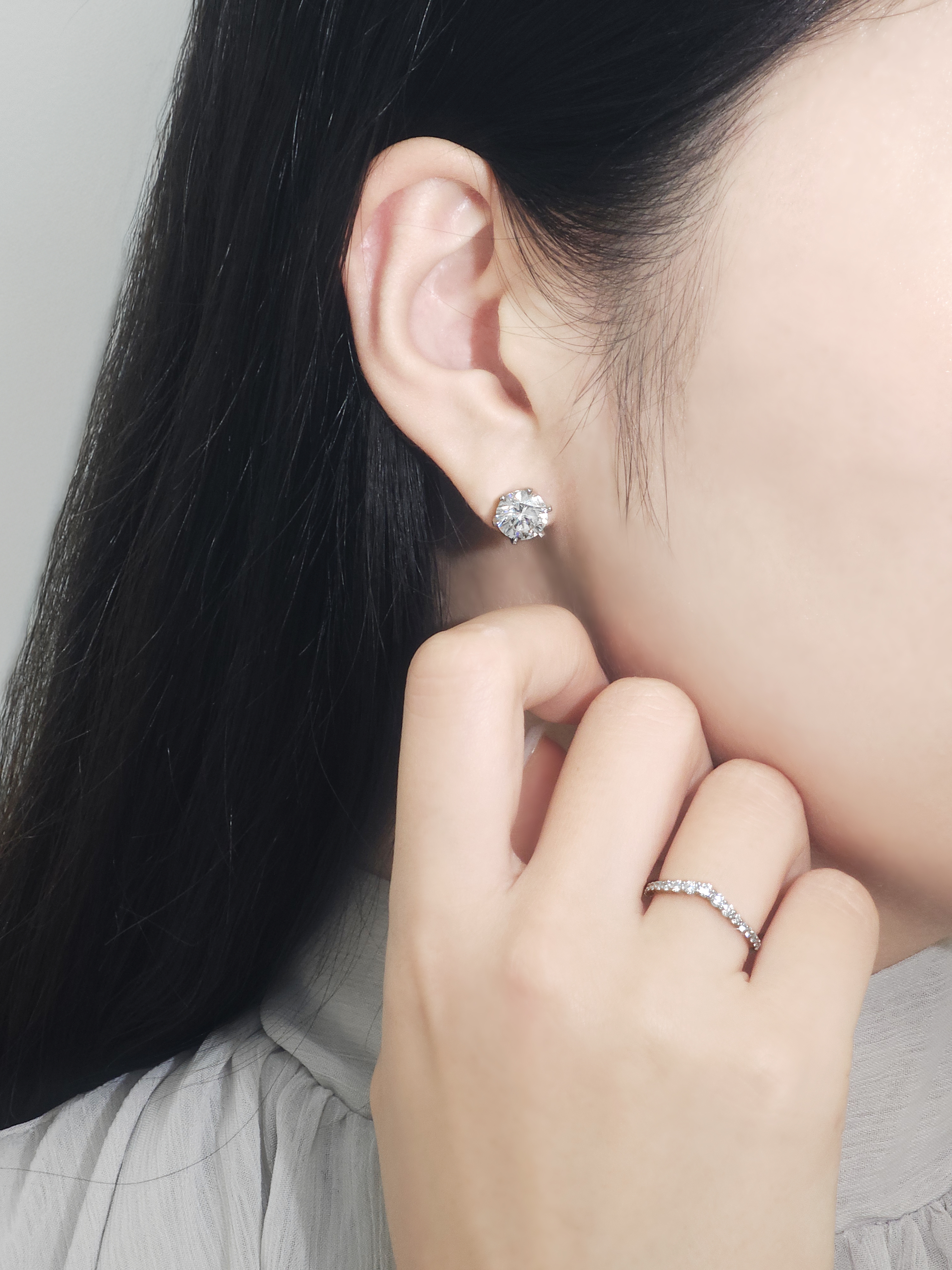 2캐럿 랩다이아 귀걸이 침귀걸이 6프롱 IGI 랩다이아몬드 D컬러 14k 18k - 상세 이미지 5