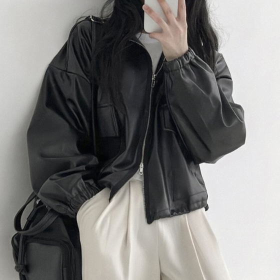 자켓 여자 여성 캐쥬얼 데일리 20대 가을 봄 간절기 재킷 패션 레더 겨울 대학생 겨울 - 상품 이미지