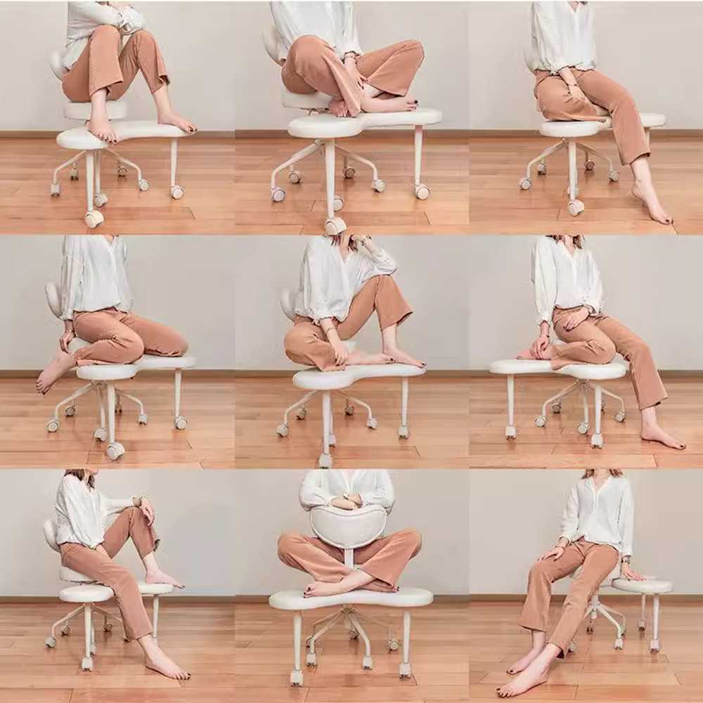 양반다리 멀티 포지션 체어 각도조절 휴대용 의자 화이트 - 상세 이미지 4