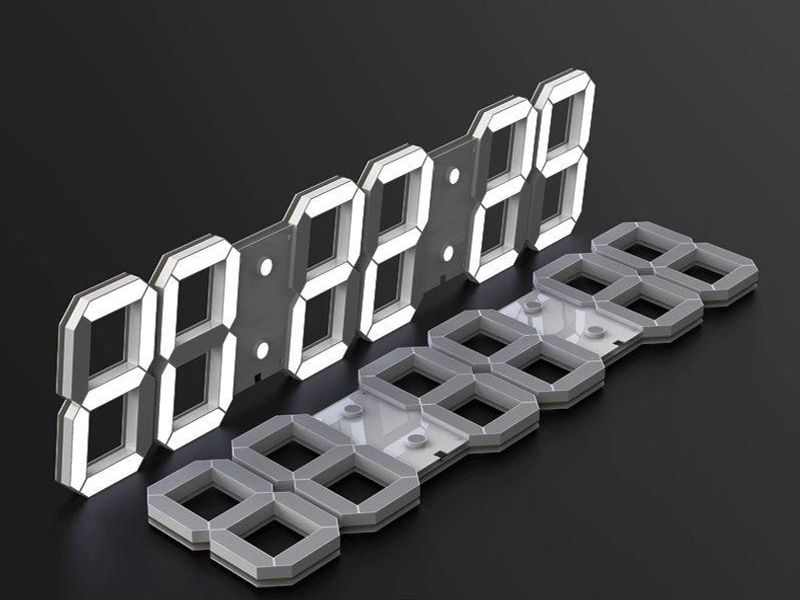 LED 디지털 시계 전자 대형 무소음 벽걸이 디스플레이 6자리 화이트 케이스 화이트 리모컨 20인치 이상 - 상품 이미지