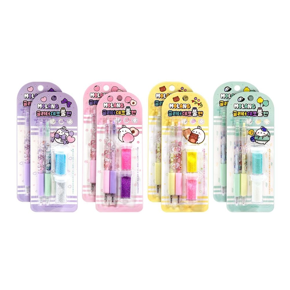 몰랑 캐릭터 글리터 데코 반짝이 풀펜 세트 혼합 8p - 상품 이미지