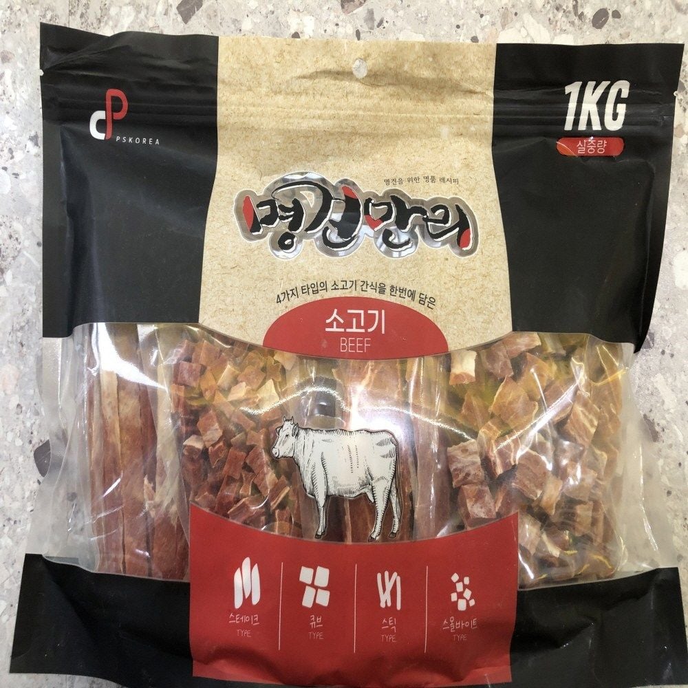 명견만리 대용량 소고기 육포 강아지 반려견 사료 1kg - 메인 이미지