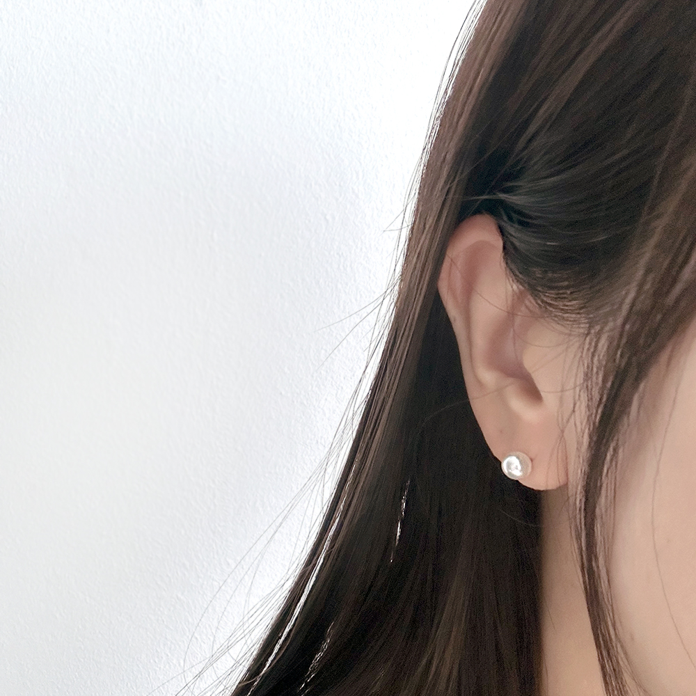 진주 투웨이 투 볼 포인트 귀걸이 실버925은침 하객룩 이미지 7