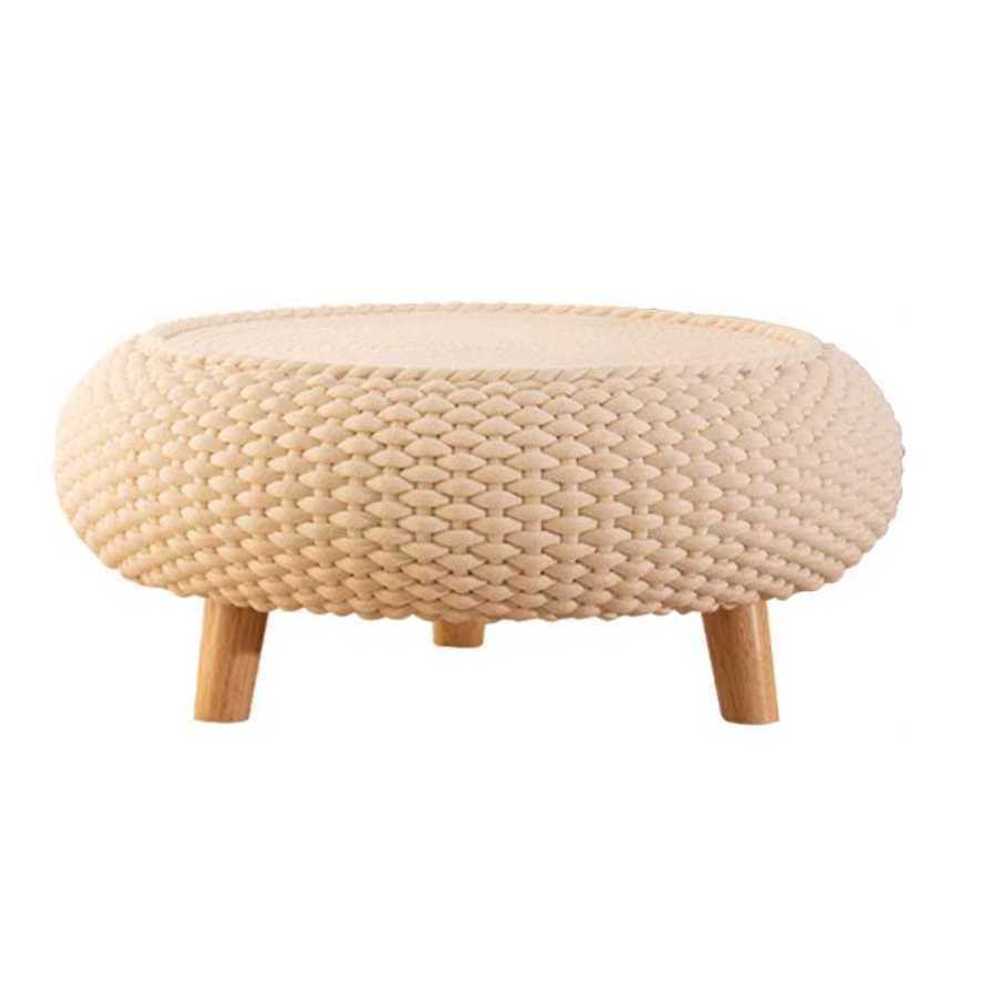 원목 라탄 원형 좌식 테이블 일본식 감성 탁자 협탁 크림 + 50x25cm - 상세 이미지 3