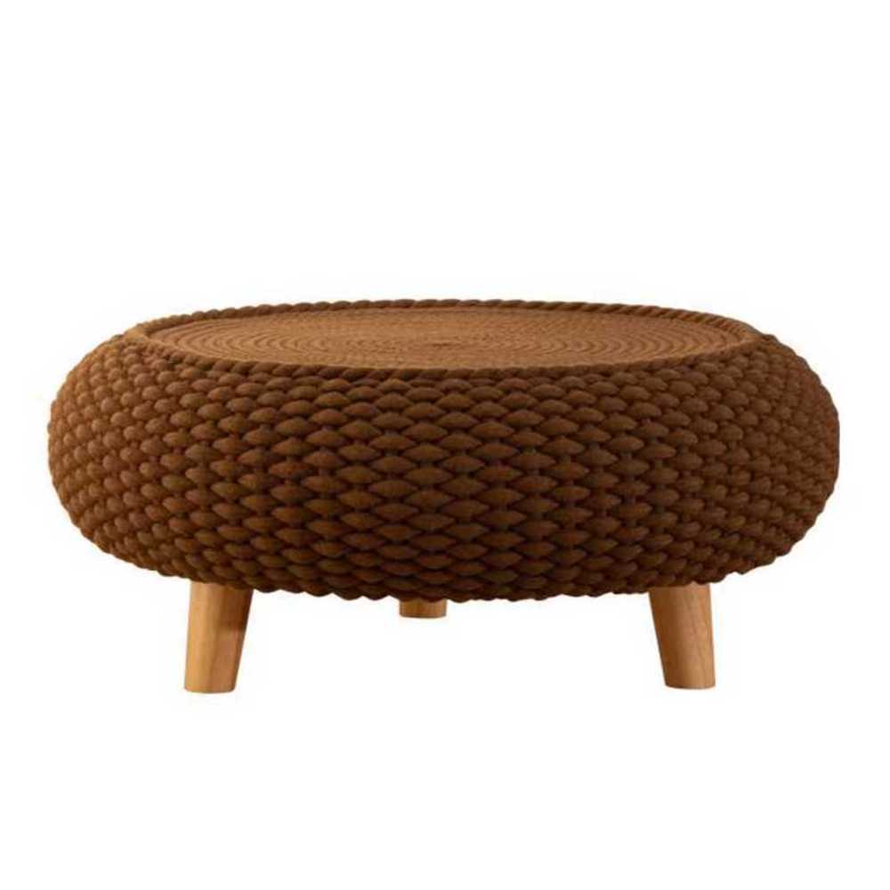 원목 라탄 원형 좌식 테이블 일본식 감성 탁자 협탁 크림 + 50x25cm - 상품 이미지