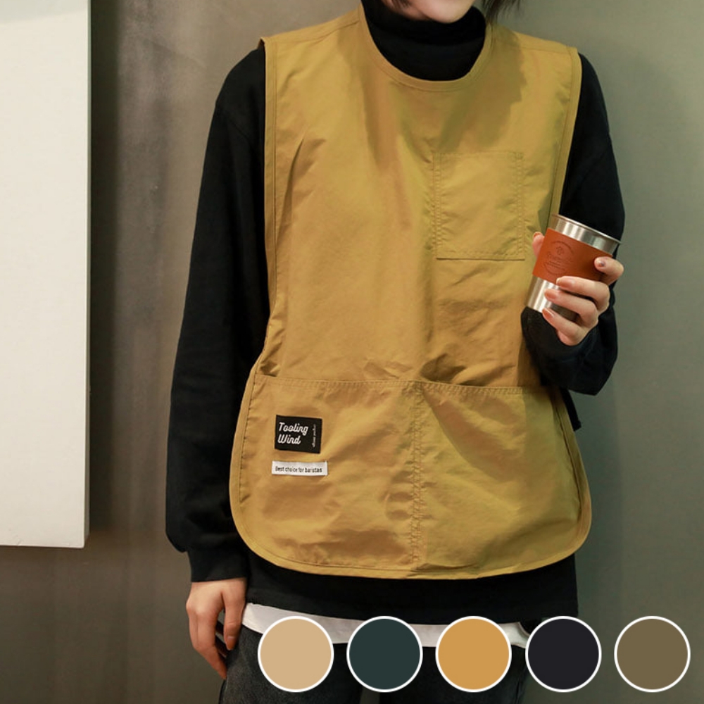 여성 작업 요리 공방 버클형 사이즈 조절 조끼 작업복 앞치마