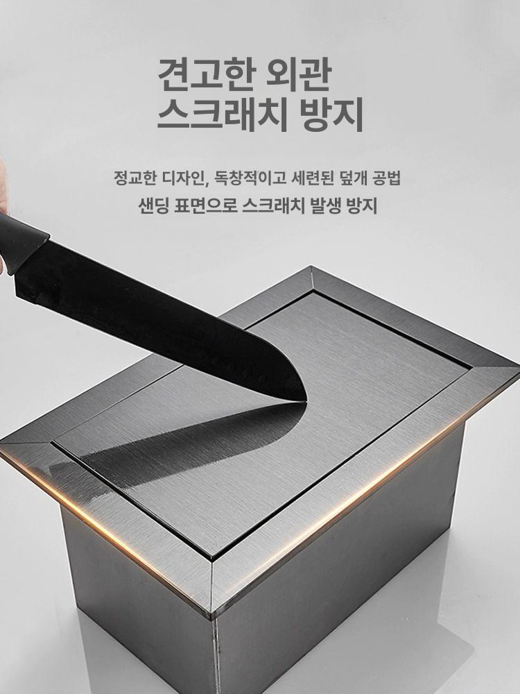 매립형 쓰레기 투입구 인테리어 실내 쓰레기통 스윙 헤어라인 뚜껑+통 헤어라인 - 상세 이미지 3