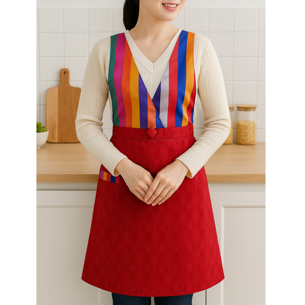 전통 한복앞치마 원피스형 색동앞치마 명절 외국인선물