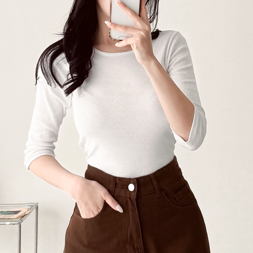 어콘보 7부티셔츠 라운드넥 데일리룩 여리핏 AC0563 - 상세 이미지 4