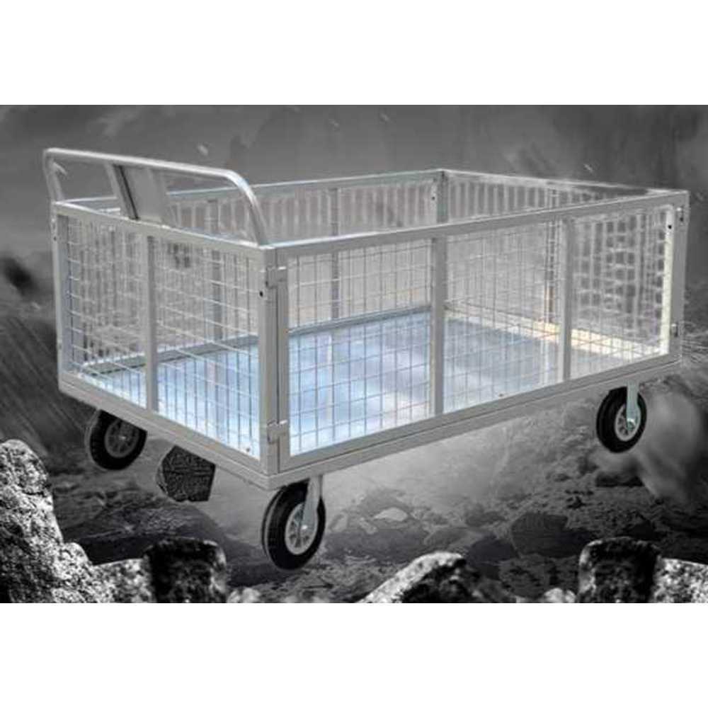 산업용 끌차 핸드카 철제 구조 튼튼한 운반 장비 옆문40-6인치휠 125x80 600kg - 상품 이미지