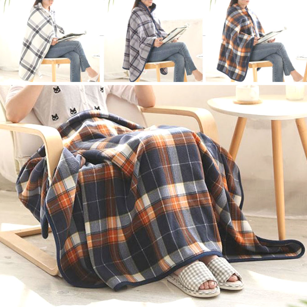 휴대용 극세사 담요 똑딱이 버튼 사무실 차박 이불 - 상품 이미지