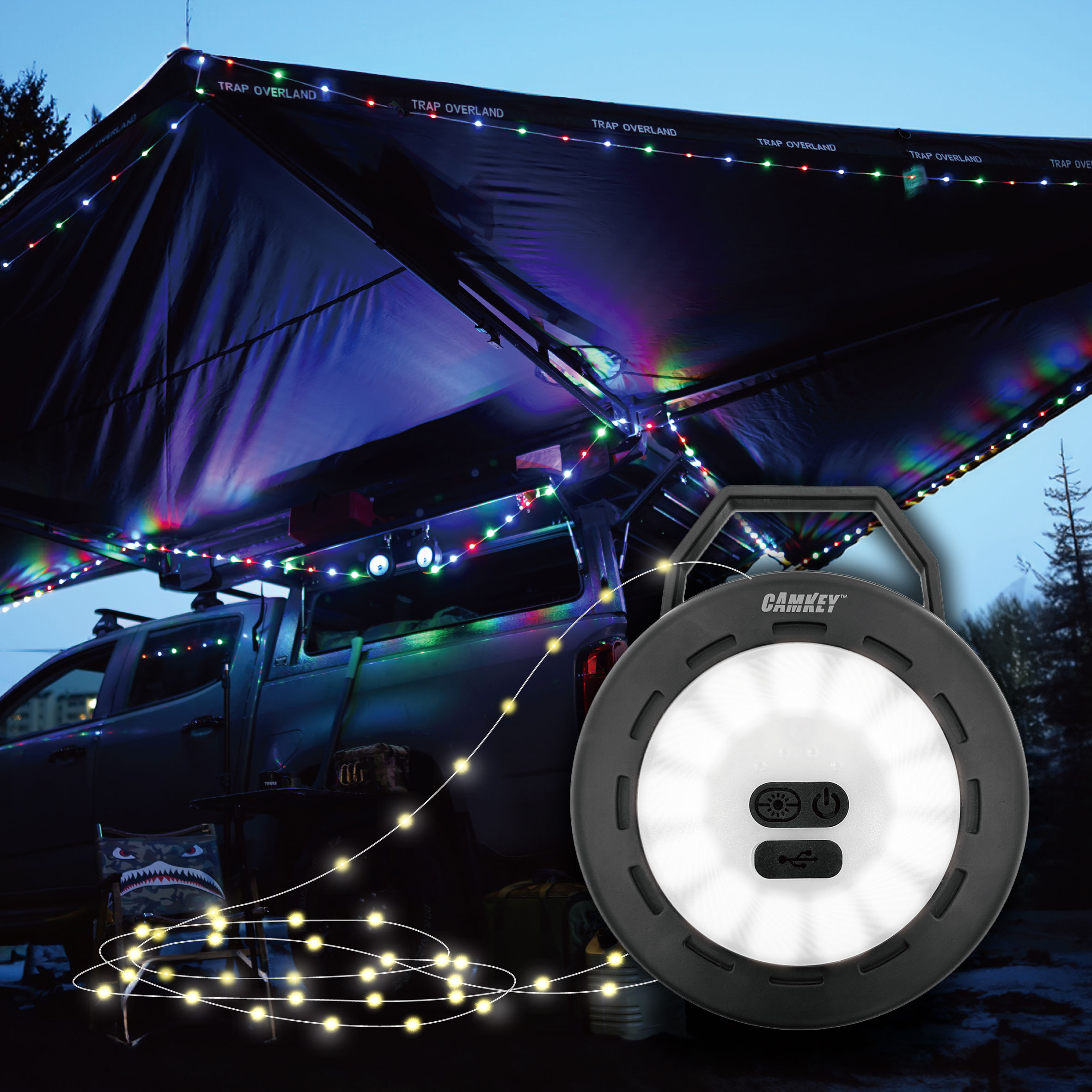 캠키 캠핑랜턴 구성환 줄전구 감성 무드등 릴라이트 차박 줄조명 LED 낫마인 충전식 조명