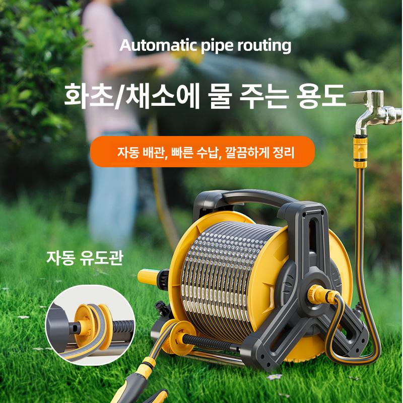 세차호수 릴호스 정원용 꽃물뿌리개 꽃집 다용도 가든 마당 수도 물호스 호스릴 분사기 호수 10m 호스 카트+꽃과 채소용 - 상세 이미지 2