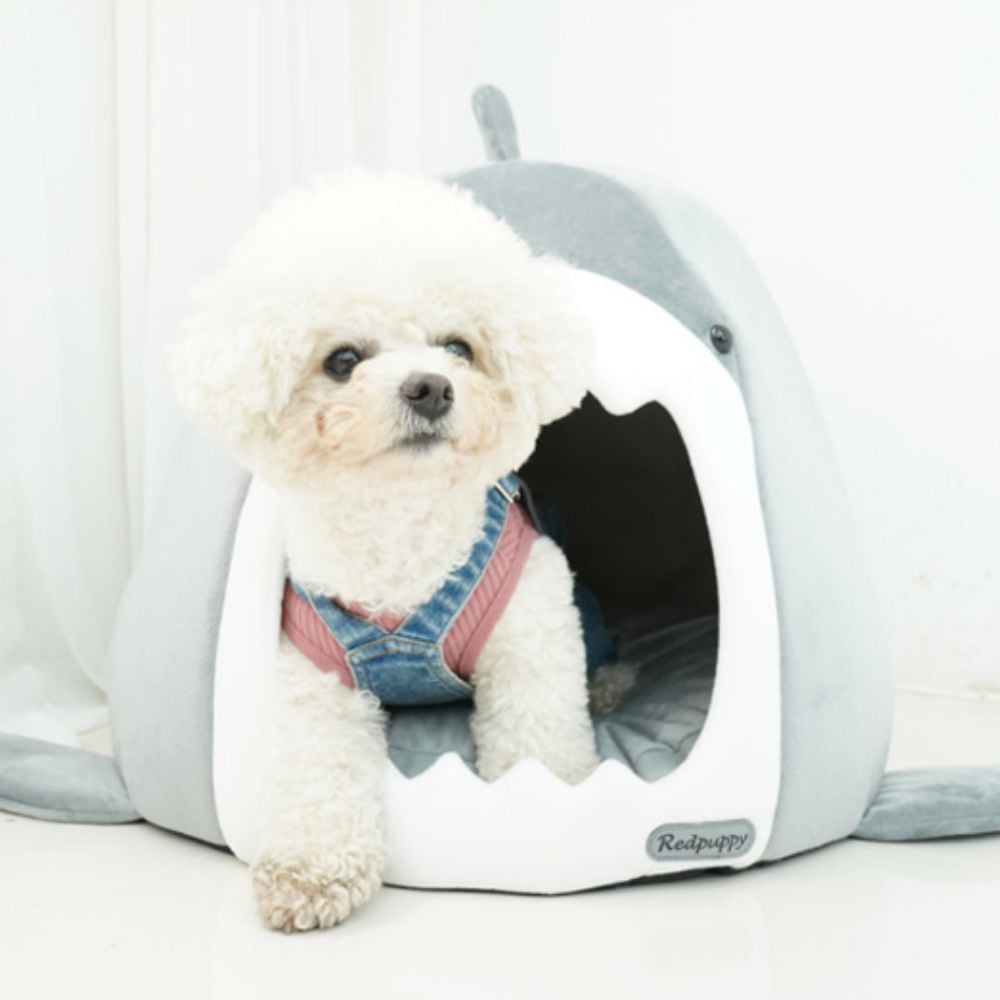 예쁜 강아지 집 파도상어 하우스 (중형그레이) 숨숨집 - 상품 이미지