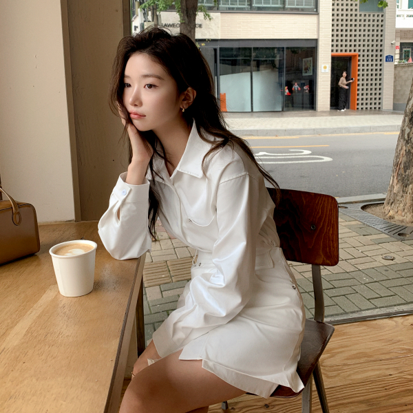 페이크 셔츠 스커트 원피스 op16207 - 상품 이미지