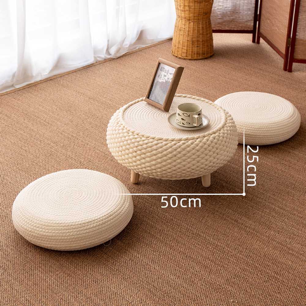 인테리어 라탄 원형 좌식 테이블 거실 카페 로우 가구 소형 원형 테이블(50cm) 이미지 8