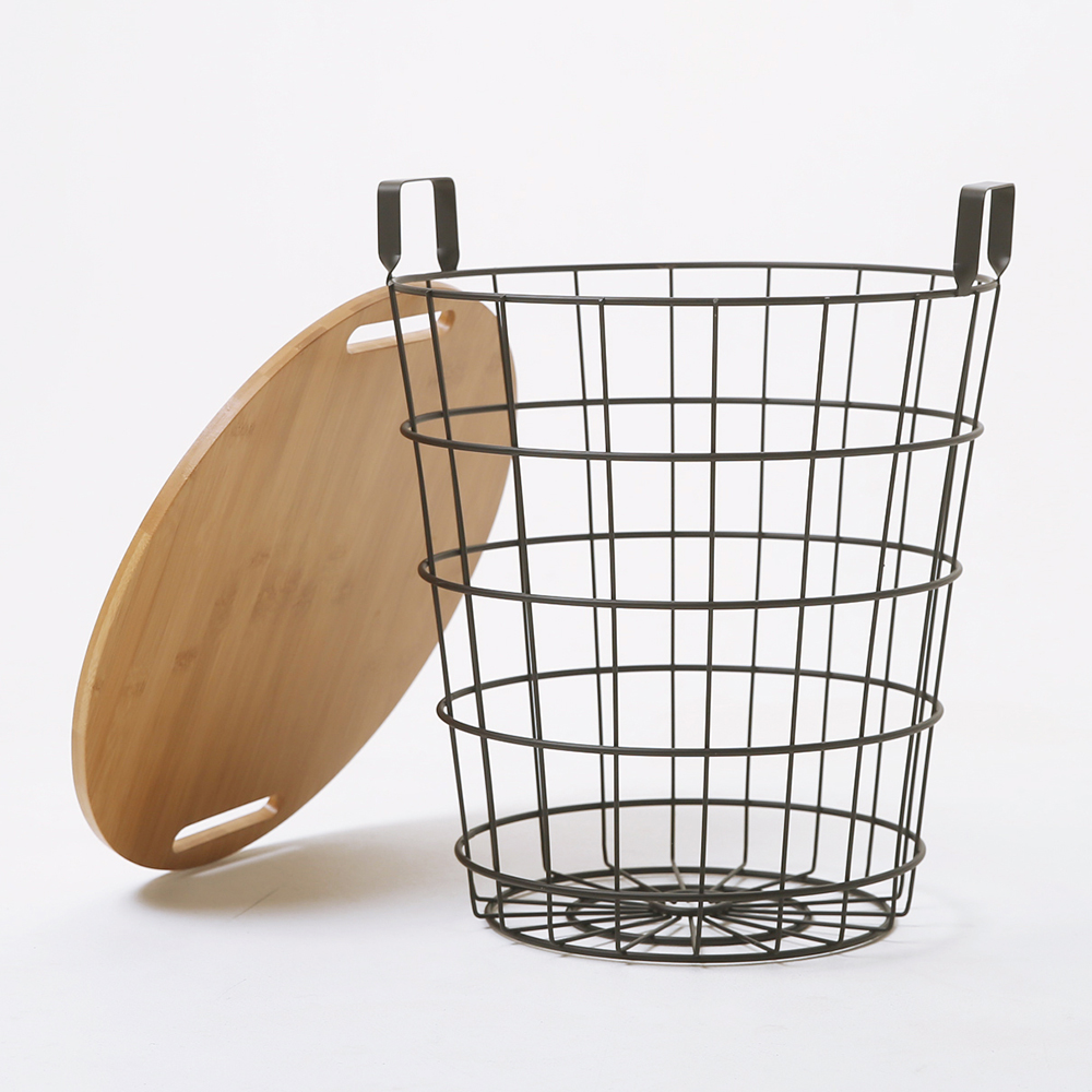 카보 원형 철제바구니 스텐 정리 바스켓 쇼파 거실 원목 커피 간이테이블