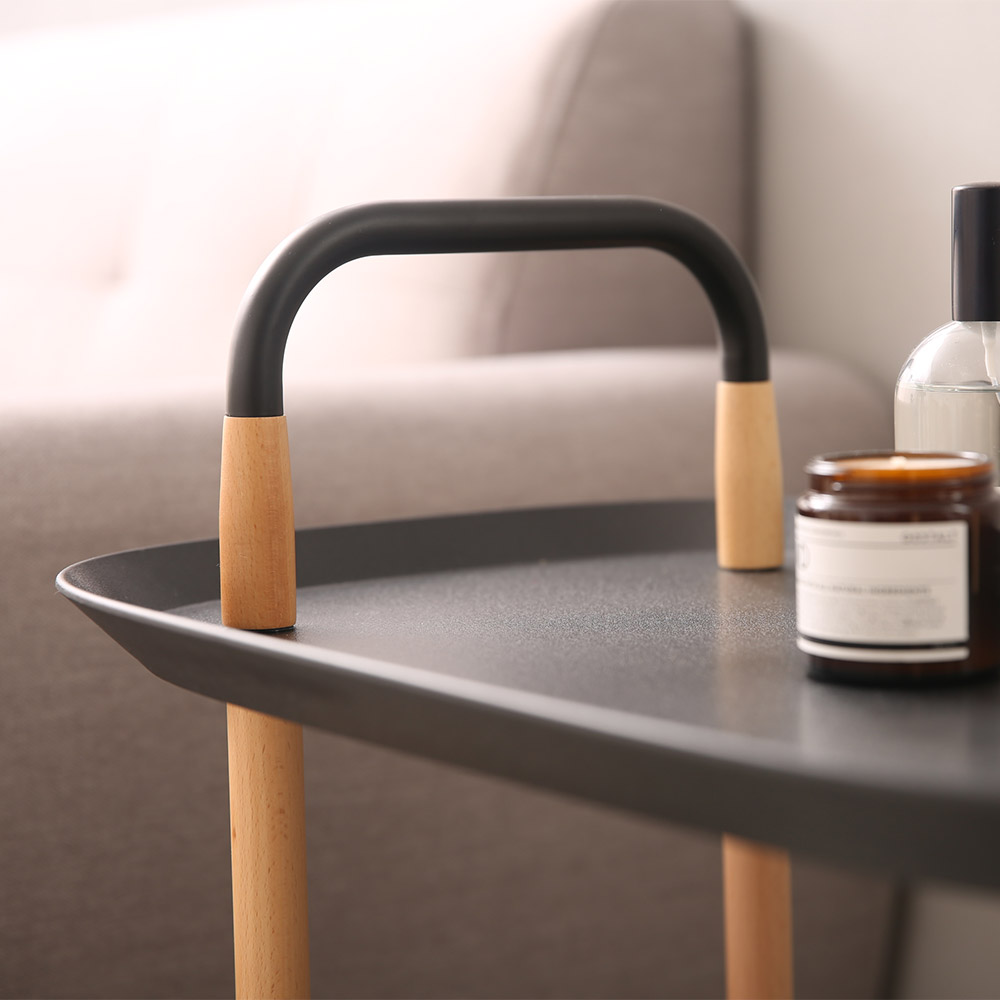 마일드 이동식 트롤리 수납함 틈새 원목 2단 모던하우스 주방 거실 카트