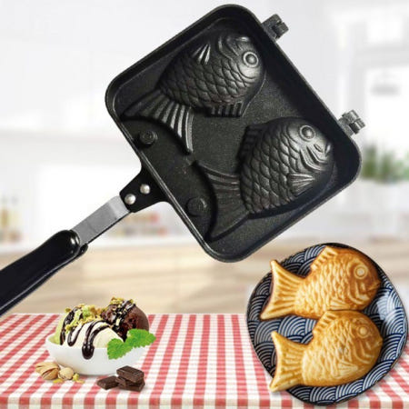 대박상점 협력사 가정용 2구 붕어 빵틀 기계 팬 메이커 잉어빵 붕어빵 만들기 간식 겨울 붕어빵팬 믹스