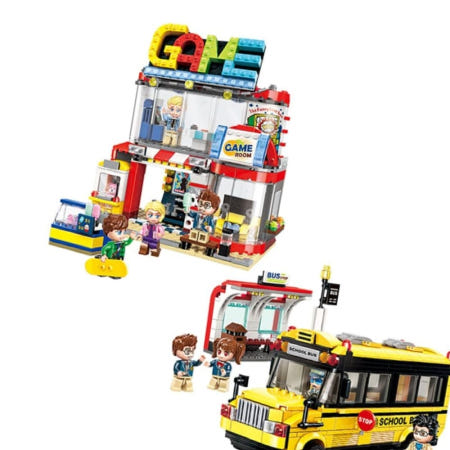 아동선물 게임장 오락실 스쿨버스 정류장 블럭 조립