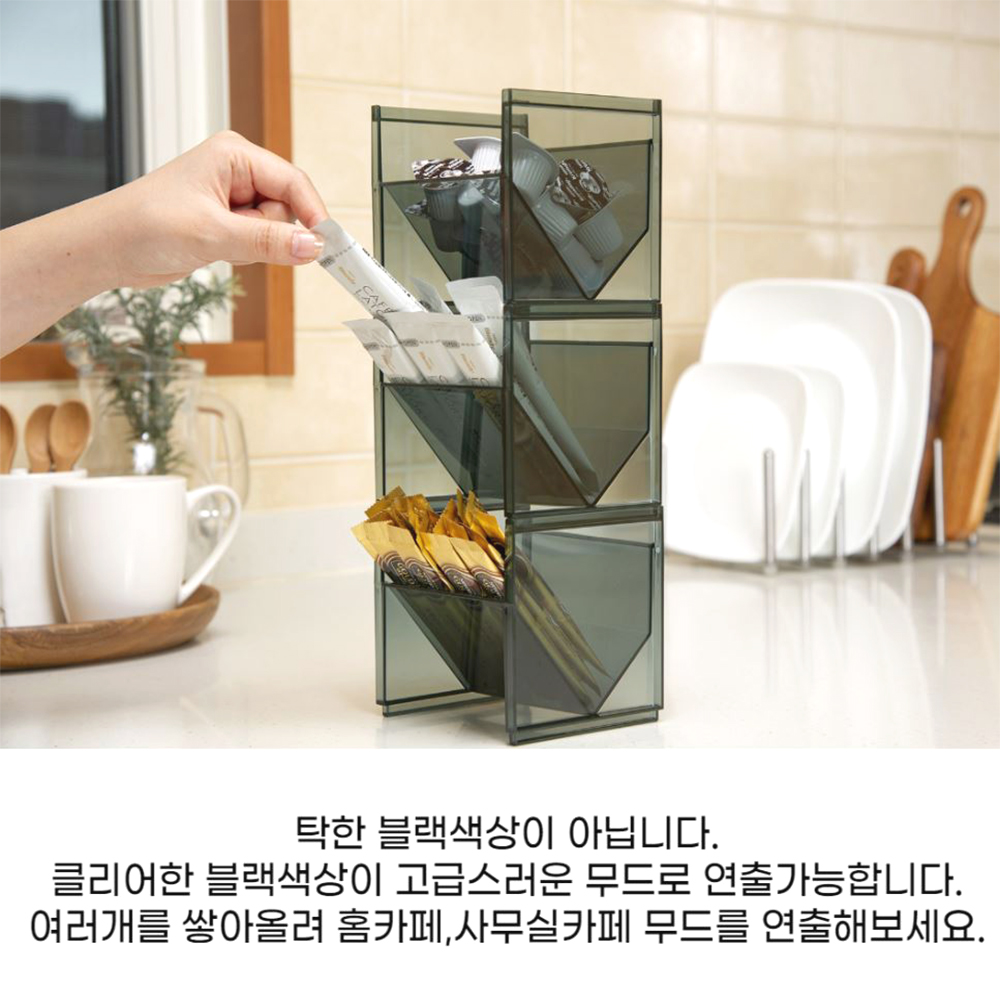 탕비실 티백 정리함 공간활용 아크릴 홈카페 커피 보관함 - 상세 이미지 3