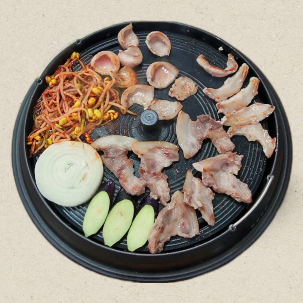 무쇠 주물 솥뚜껑 불판 삼겹살 오리 불고기 원형 냉삼 구이판 직화 논스틱 기름받이 철판