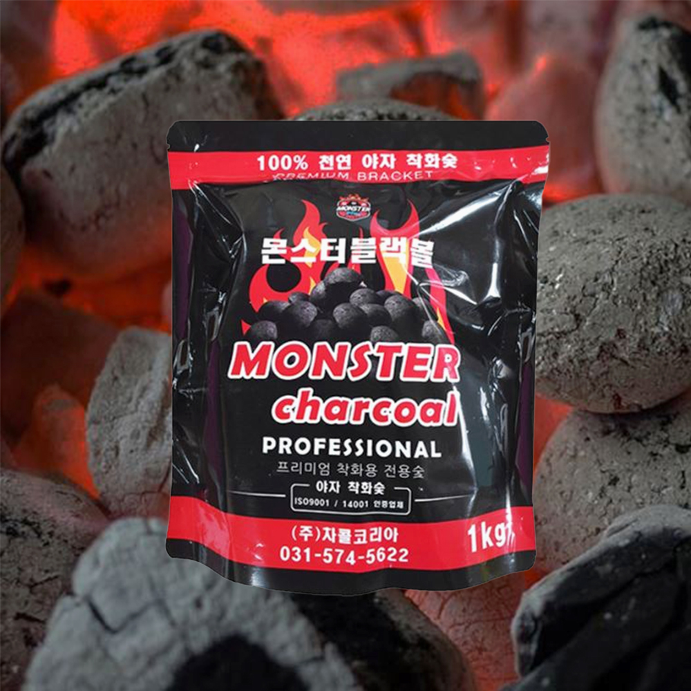 천연 야자 착화숯 1kg 바베큐 코코넛 껍질 방출 고기 캠핑숯 - 상품 이미지