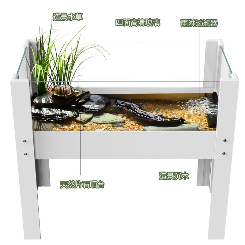 거북항아리 전용박스하우스 브라질거북과 대형생태조경빌라 60cm 생태 탱크 바닥 배수 - 상세 이미지 5