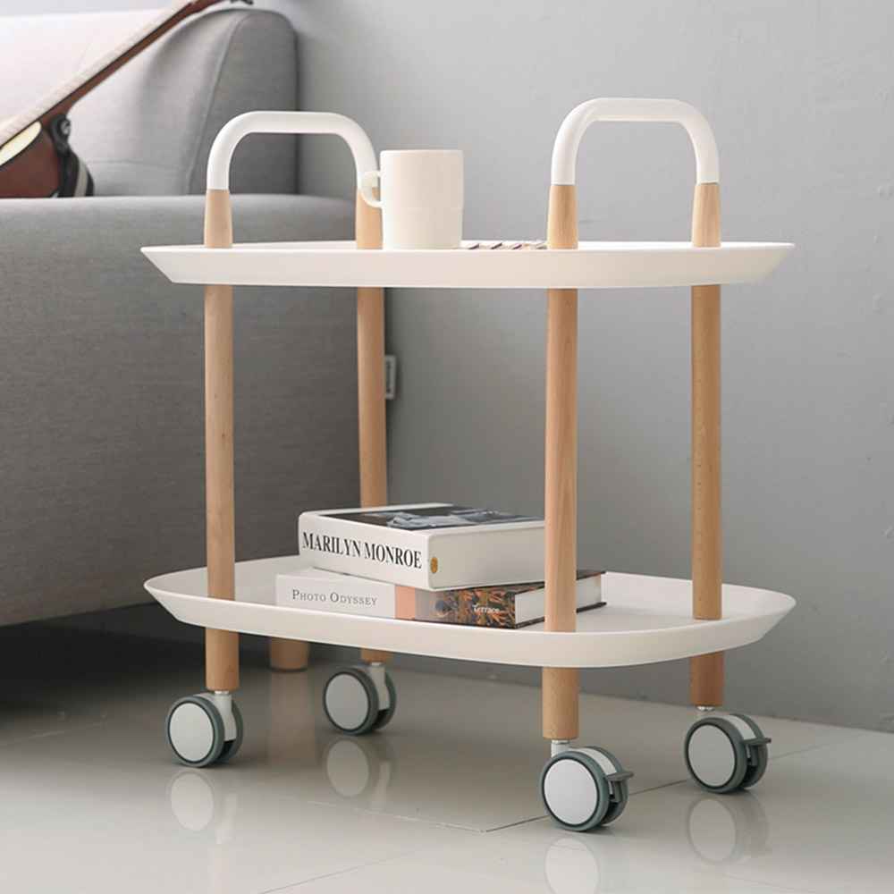 마일드 이동식 트롤리 수납함 틈새 원목 2단 모던하우스 주방 거실 카트