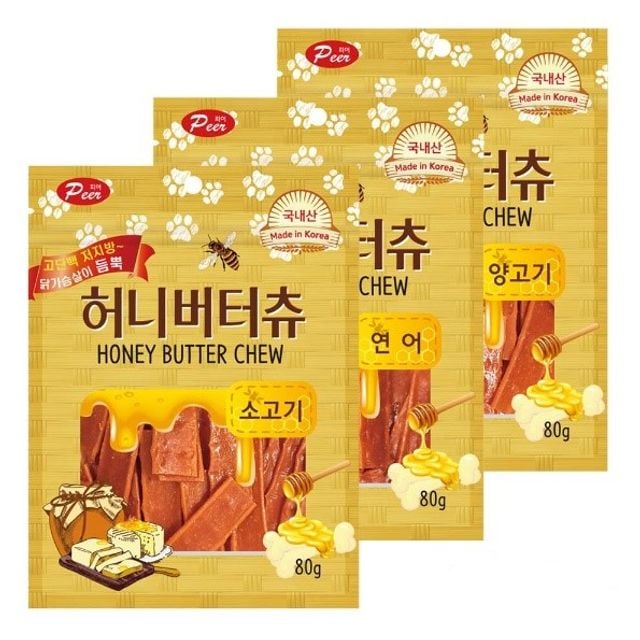 소프트타입 소형견 대형견 영양 간식 스틱 육포 80g 연어 - 상품 이미지