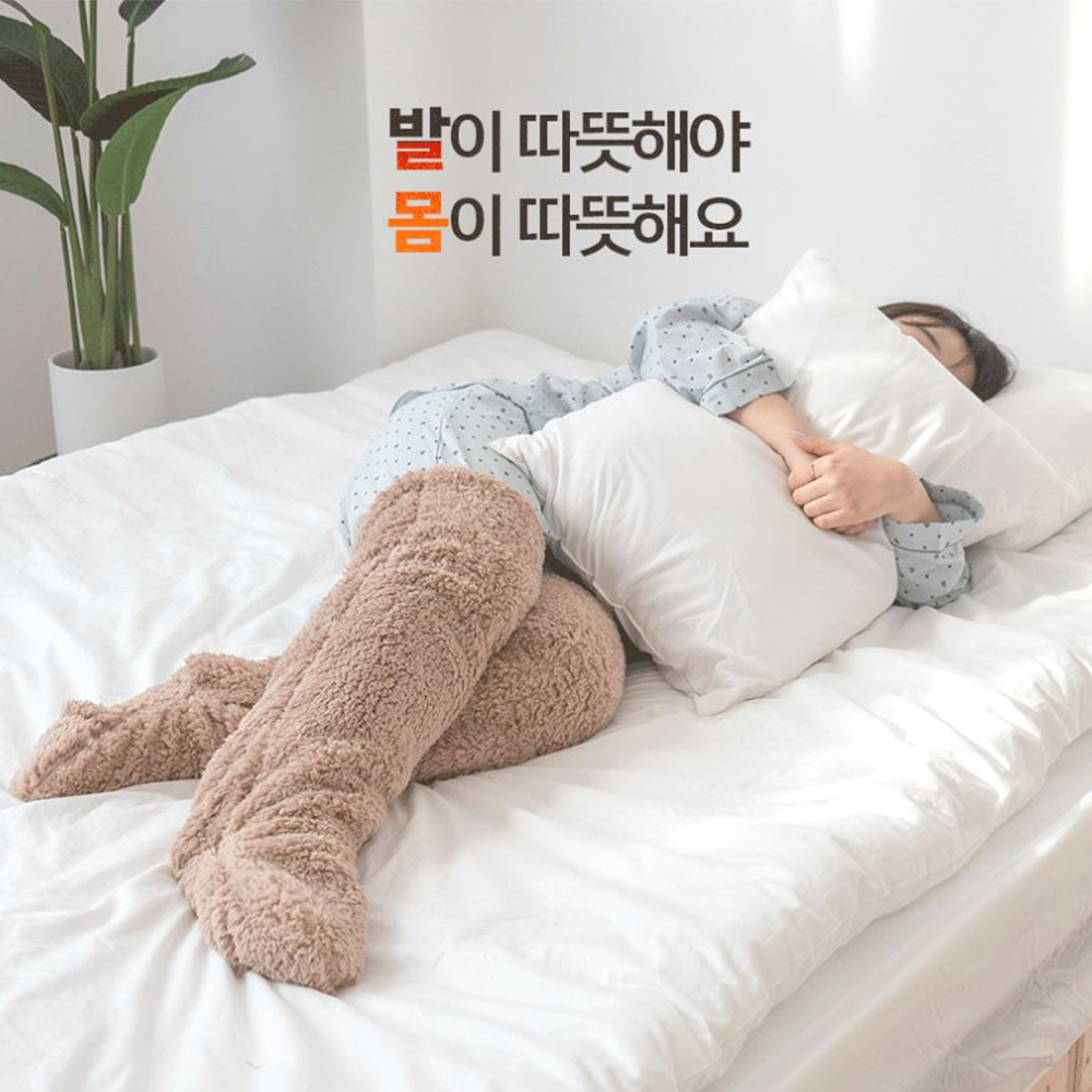 여성 롱수면 양말 겨울 발열 방한 보온 장목 - 상세 이미지 3