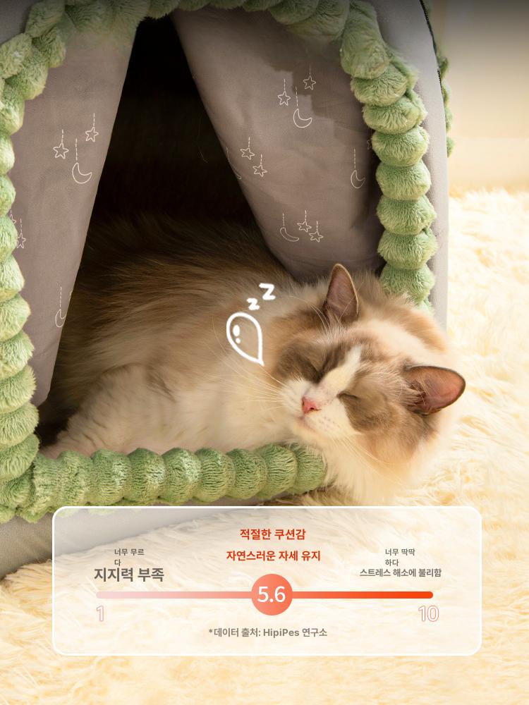 텐트 강아지 난방 고양이 대형 실내 중형견 숨숨집 견사 보온 개집 고양이집 반려동물 하우스 그린 도어 커튼 포함 M - 상세 이미지 4