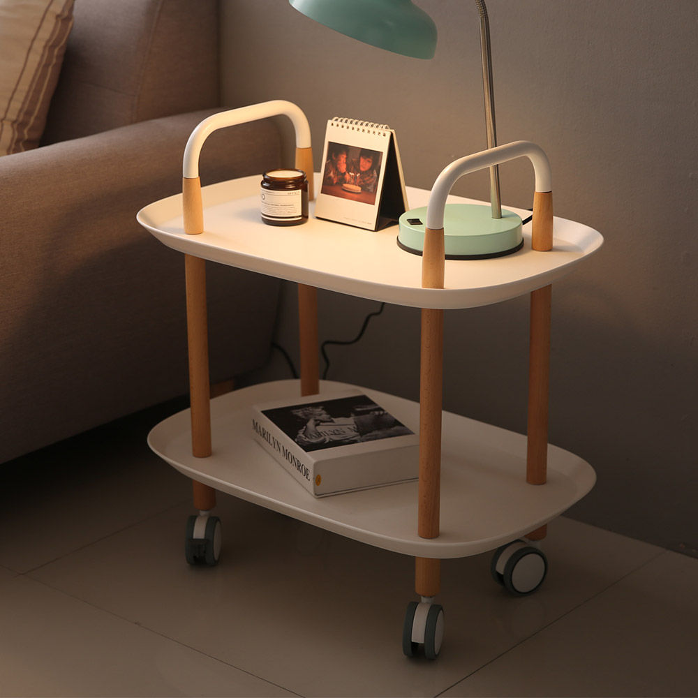 마일드 이동식 트롤리 수납함 틈새 원목 2단 모던하우스 주방 거실 카트