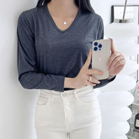 여자 봄 가을 얇은 긴팔티 직장인 이너 편한