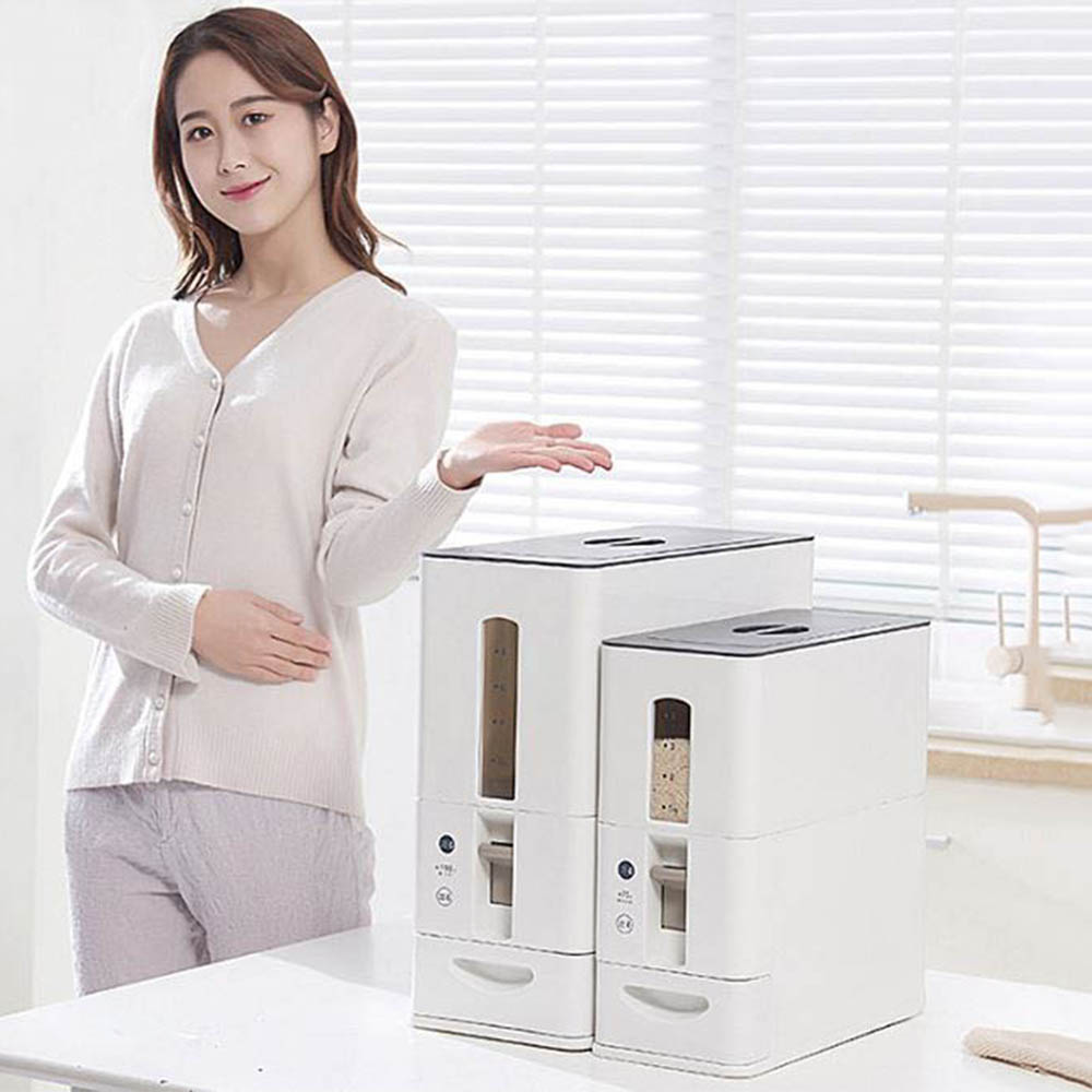 원터치 계량 쌀통 버튼형 습기제거 잡곡 보관통 - 메인 이미지